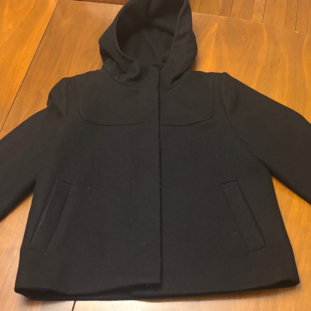 J. Crew Women’s Black Hooded Melton Wool Cape Jacket